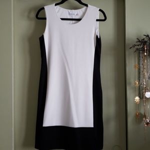 Calvin Klein slimming black-and-white shift dress